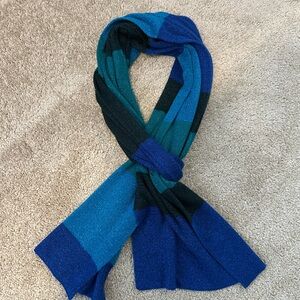 Blue and Green Striped Sparkly Scarf